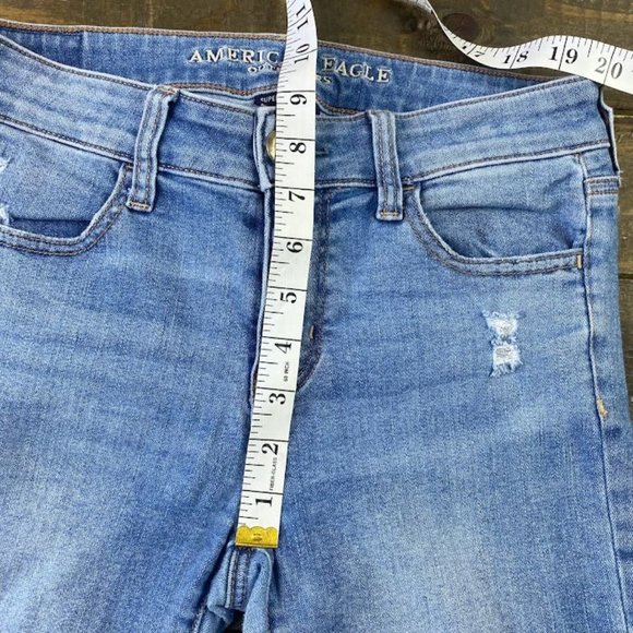 American Eagle Super Stretch X Mid Rise Jegging Busted Knees Sz. 4 w/ 29" Inseam - Picture 9 of 10